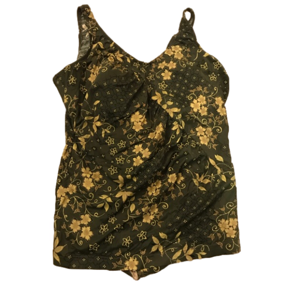 Baltex Green Floral One Piece Bathing Suit - Picture 1 of 7